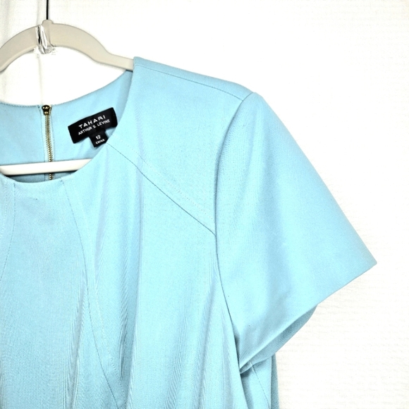 Tahari Capped Sleeve Dress. Aqua Blue Size 12 - Picture 5 of 15